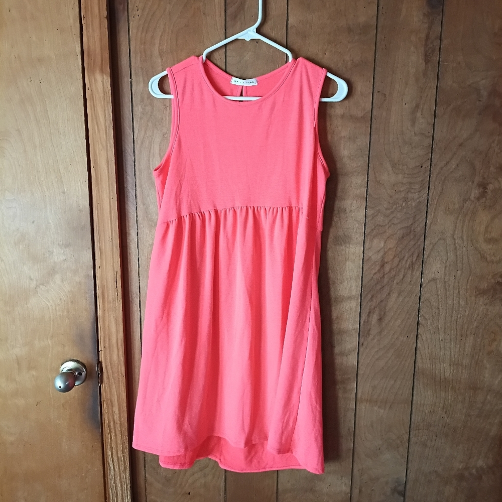 Chris & Carol Coral Sleeveless Babydoll Dress Size Small